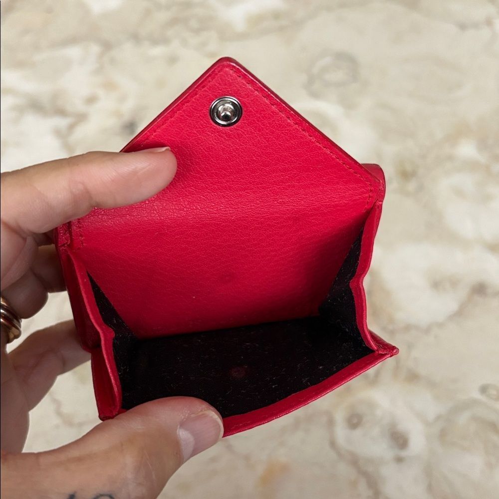 Balenciaga Papier Mini Tri-Fold Wallet Red Leather - Picture 8 of 13